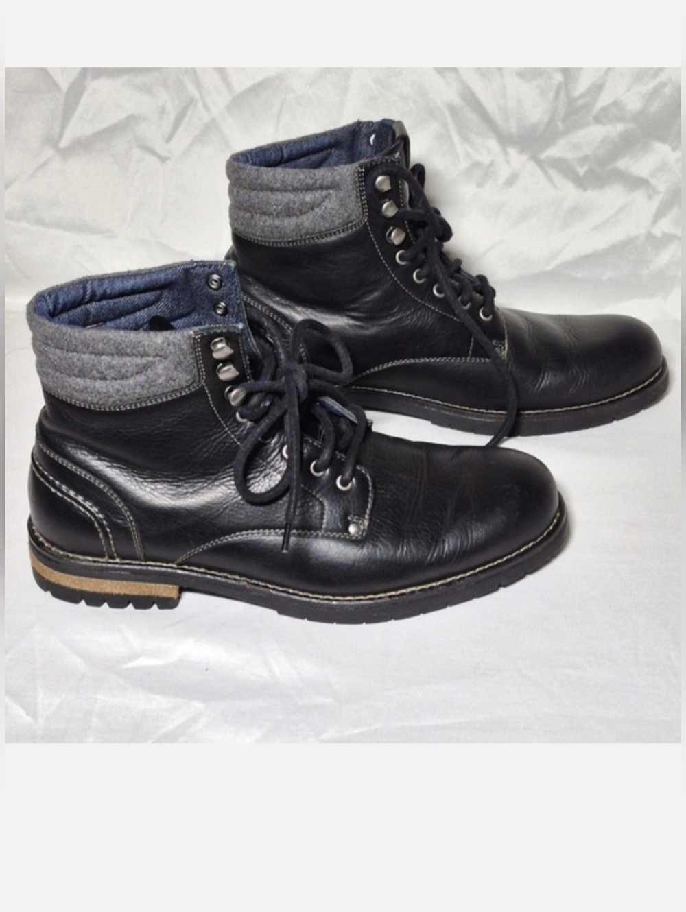 Aldo black leather lace up combat boots men's 9.5